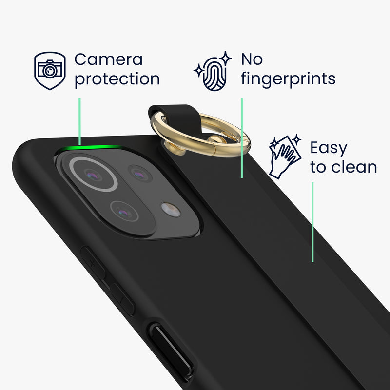 kwmobile Hülle kompatibel mit Xiaomi 11 Lite (5G) NE / Mi 11 Lite (5G) - Handyhülle mit Schlaufe Ring - Handy Cover Case