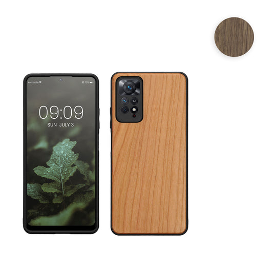 kwmobile Hülle kompatibel mit Xiaomi Redmi Note 11 Pro / Note 11 Pro (5G) / Note 12 Pro (4G) Hülle - Holz Case - stoßfestes Handy Cover - TPU Handyhülle in Dunkelbraun Dunkelbraun  