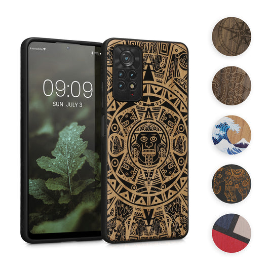 kwmobile Hülle kompatibel mit Xiaomi Redmi Note 11 Pro / Note 11 Pro (5G) / Note 12 Pro (4G) Hülle - Holz Case - Handy Cover - TPU Handyhülle in Dunkelbraun Perlmut Nicht Anfassen Dunkelbraun  [dsg15]