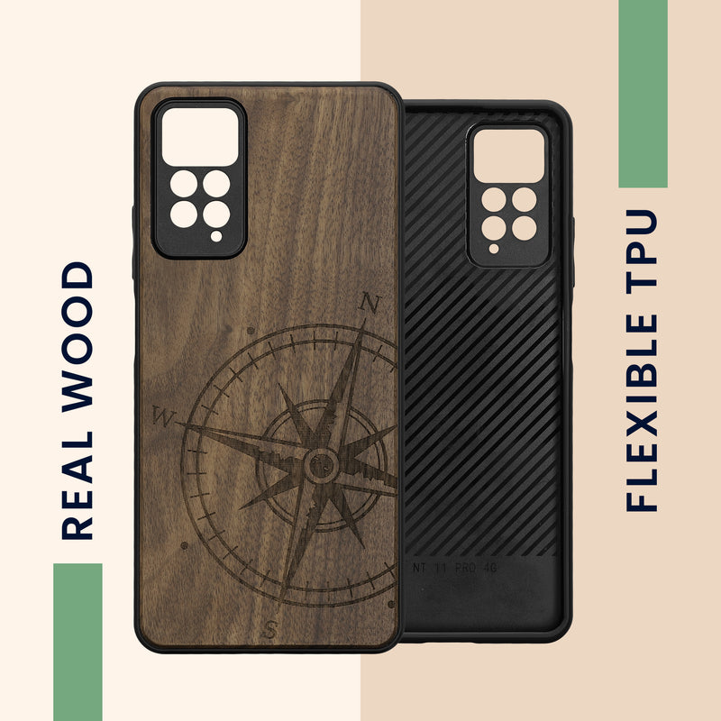 kwmobile Hülle kompatibel mit Xiaomi Redmi Note 11 Pro / Note 11 Pro (5G) / Note 12 Pro (4G) Handy Cover TPU Handyhülle Kompass Vintage