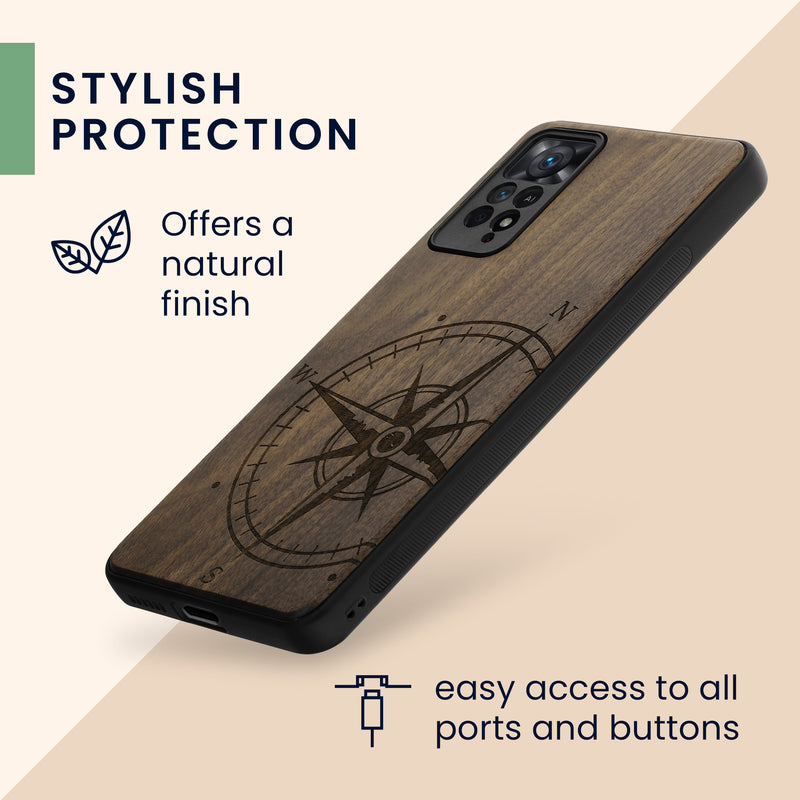 kwmobile Hülle kompatibel mit Xiaomi Redmi Note 11 Pro / Note 11 Pro (5G) / Note 12 Pro (4G) Handy Cover TPU Handyhülle Kompass Vintage