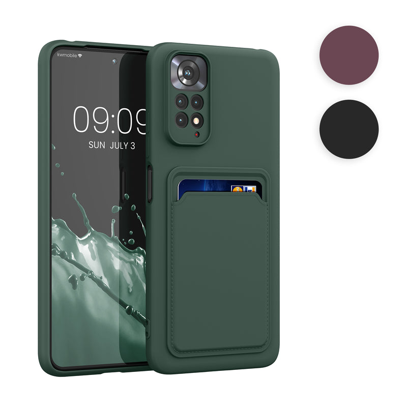 kwmobile Handyhülle kompatibel mit Xiaomi Redmi Note 11 / Note 11S Hülle - Handy Cover mit Fach für Karten - in Schwarz matt Schwarz matt  