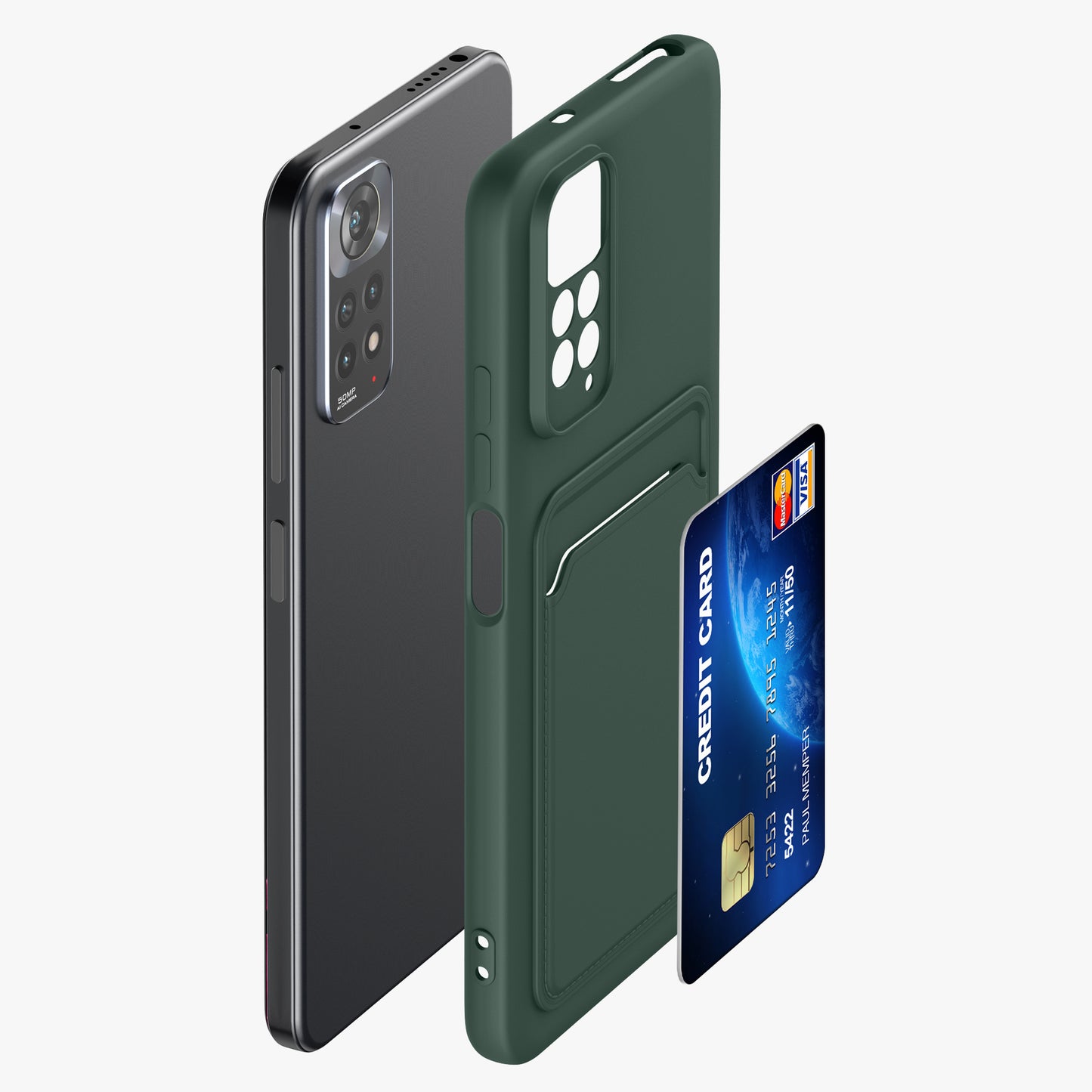 kwmobile Handyhülle kompatibel mit Xiaomi Redmi Note 11 / Note 11S Hülle - Handy Cover mit Fach für Karten