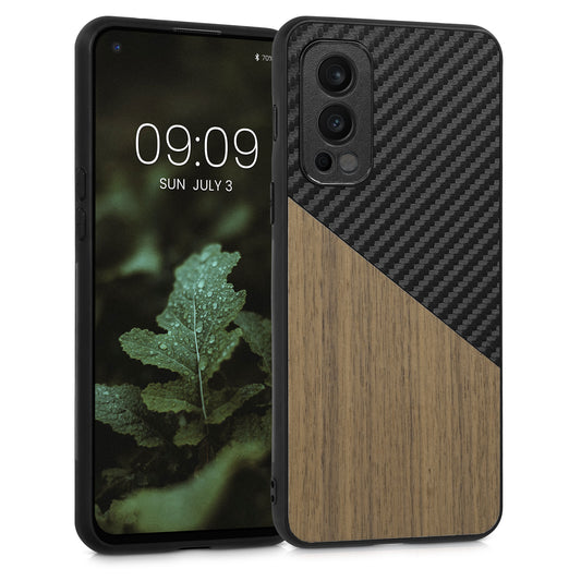 kwmobile Hülle kompatibel mit OnePlus Nord 2 5G - Handyhülle - Handy Schutzhülle - Smartphone Cover - Dunkelbraun Schwarz Dunkelbraun  
