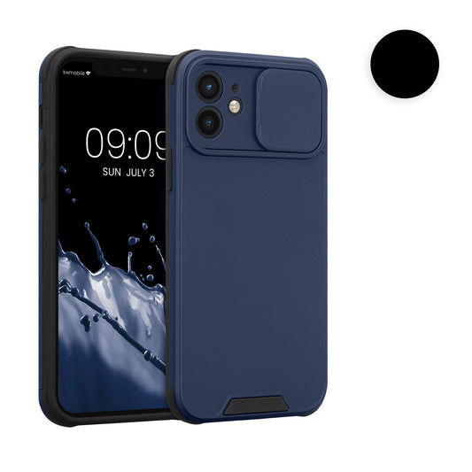 kwmobile Handyhülle kompatibel mit Apple iPhone 12 - Hardcase mit Kameraschutz - Bumper in Schwarz Schwarz  