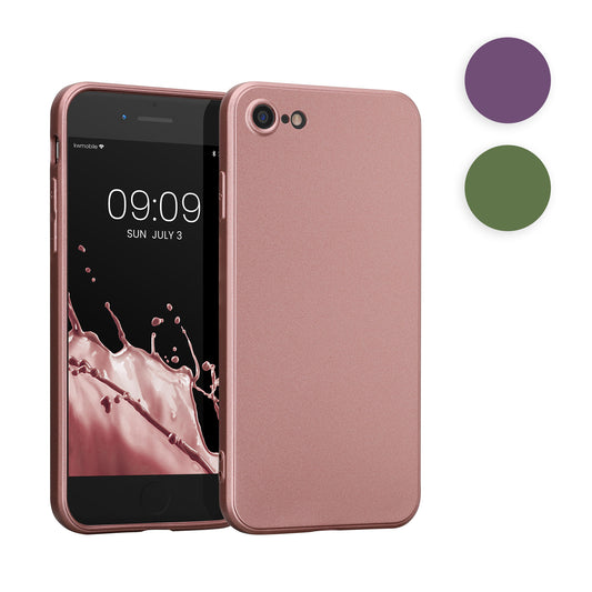 kwmobile Handyhülle kompatibel mit Apple iPhone SE (2022) / iPhone SE (2020) / iPhone 8 / iPhone 7 - Silikon Case - Soft Hülle - Handy Cover in Metallic Rosegold Metallic Rosegold  
