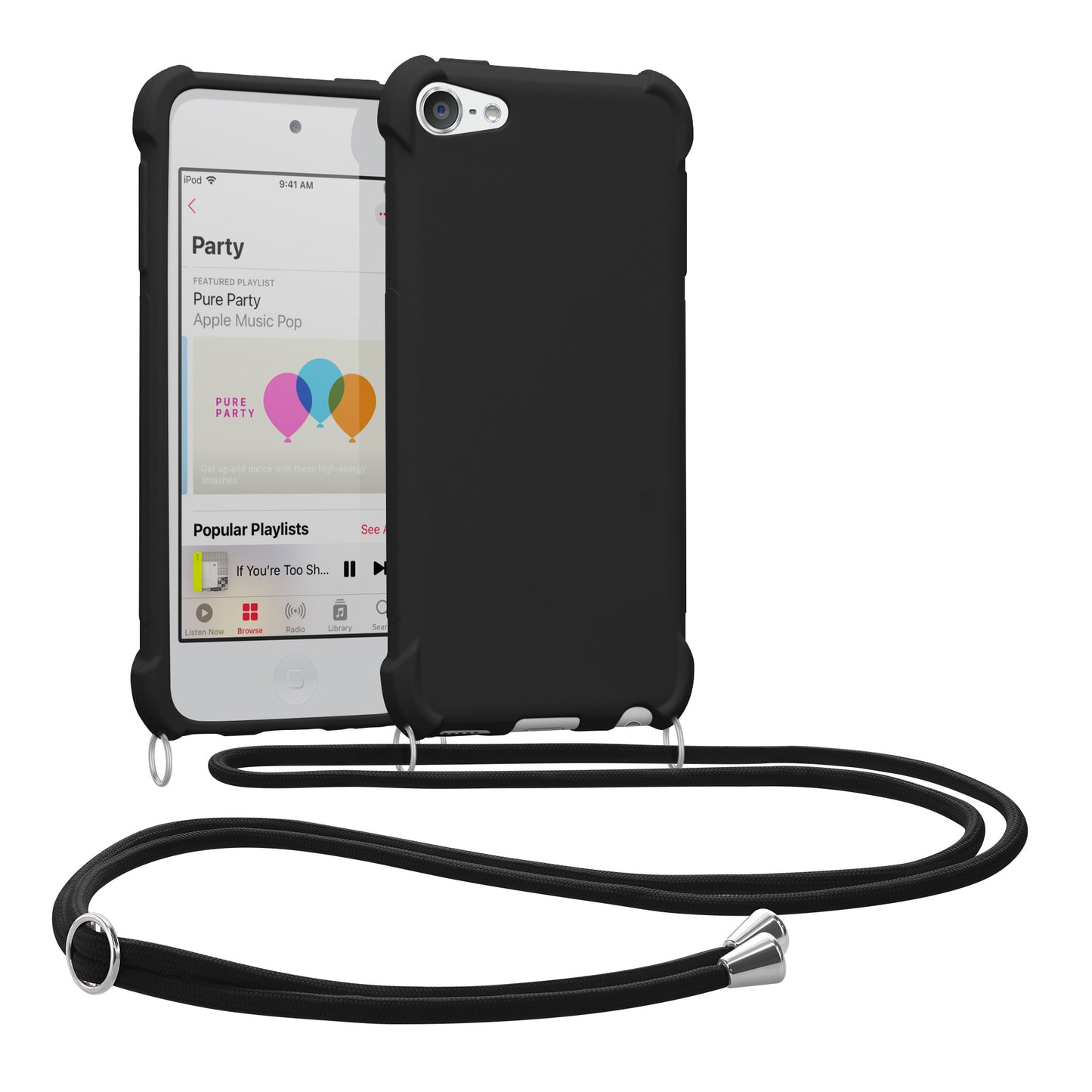 kwmobile Hülle kompatibel mit Apple iPod Touch 6G / 7G (6. und 7.Generation) - Cover mit Kordel zum Umhängen - Silikon Schutzhülle