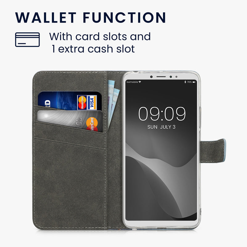 kwmobile Wallet Case kompatibel mit Xiaomi Mi Max 3 Hülle - Cover mit Ständer und Kartenfächern