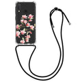 kwmobile Necklace Case kompatibel mit Samsung Galaxy A20e Hülle - Silikon Cover mit Handykette - Transparent Magnolien