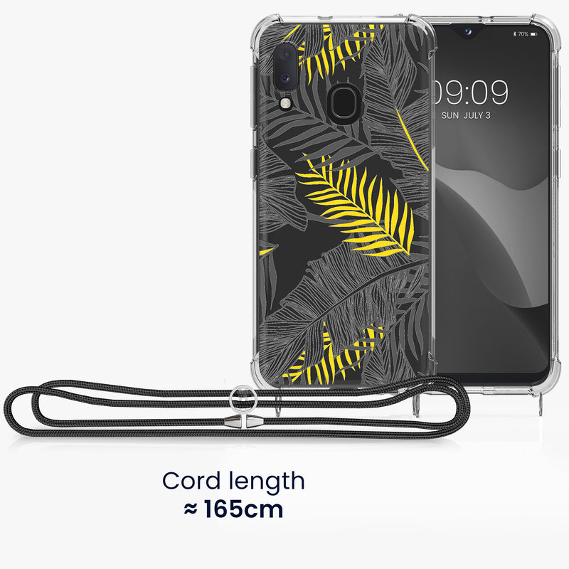 kwmobile Necklace Case kompatibel mit Samsung Galaxy A20e Hülle - Silikon Cover mit Handykette - Transparent Magnolien