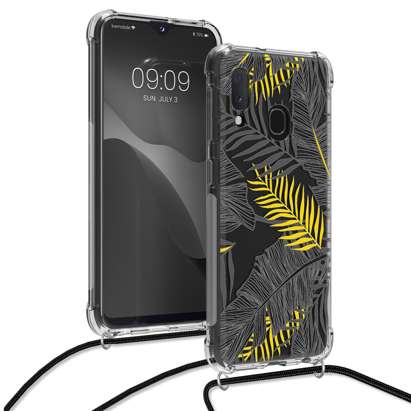 kwmobile Necklace Case kompatibel mit Samsung Galaxy A20e Hülle - Silikon Cover mit Handykette - Transparent Magnolien