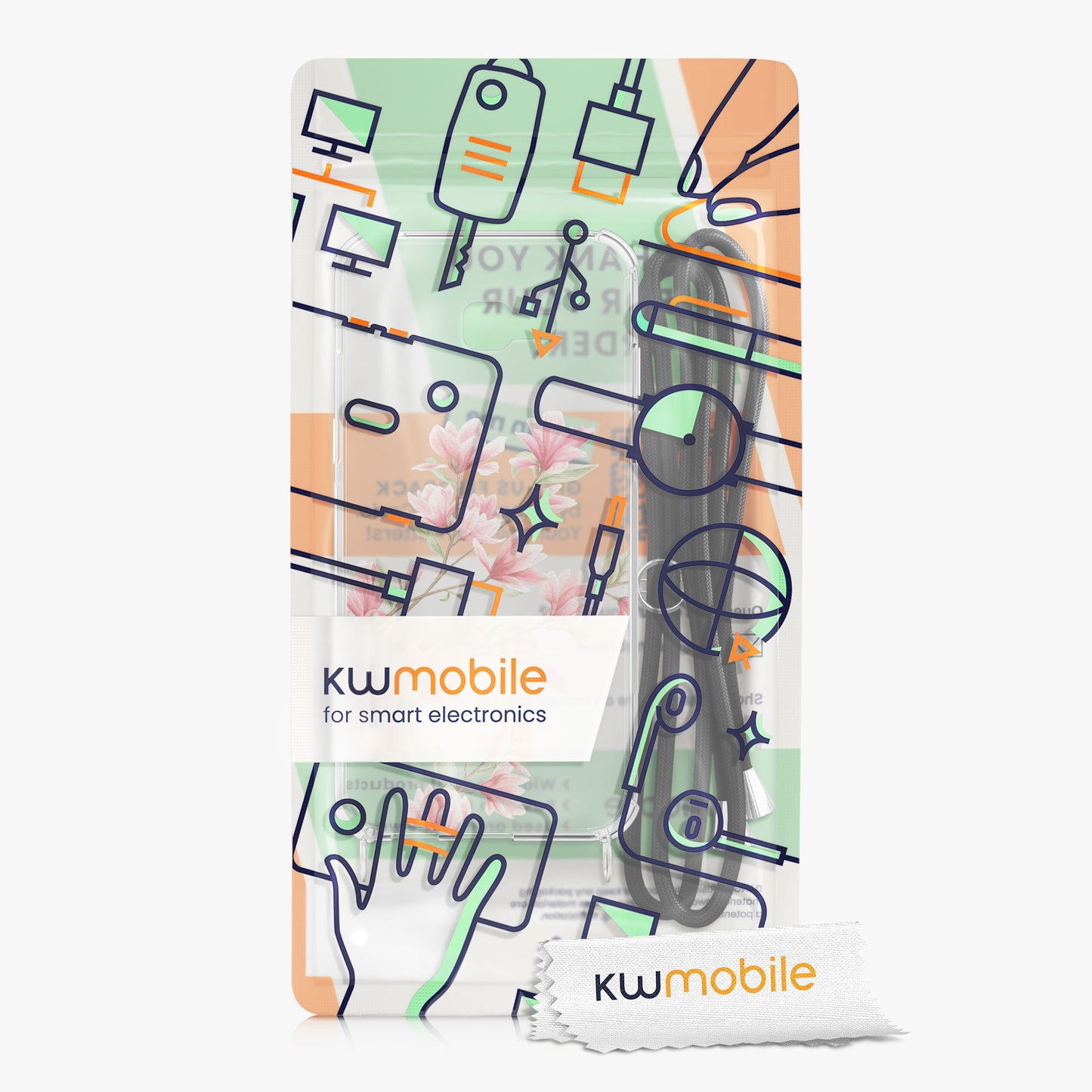kwmobile Necklace Case kompatibel mit Samsung Galaxy A5 (2017) Hülle - Silikon Cover mit Handykette - Transparent Magnolien