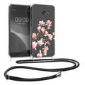 kwmobile Necklace Case kompatibel mit Samsung Galaxy A5 (2017) Hülle - Silikon Cover mit Handykette - Transparent Magnolien