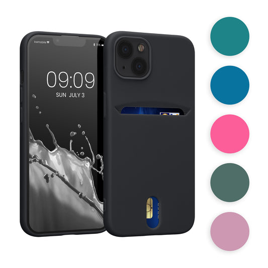 kwmobile Hülle kompatibel mit Apple iPhone 13 - Handyhülle mit Kartenfach in Tannengrün Tannengrün  