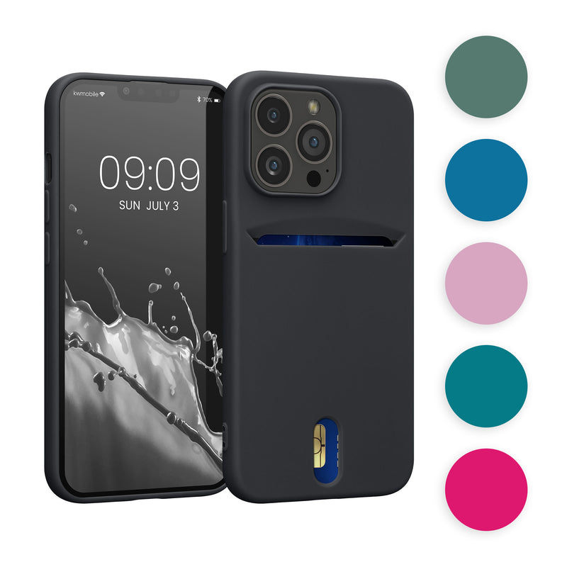 kwmobile Hülle kompatibel mit Apple iPhone 13 Pro - Handyhülle mit Kartenfach in Tannengrün Tannengrün  