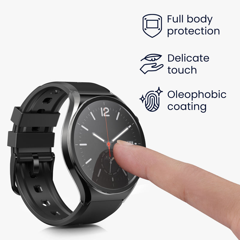 kwmobile Glas Hülle für Xiaomi Watch S1 Schutzhülle Fullbody Fitnesstracker Case Set