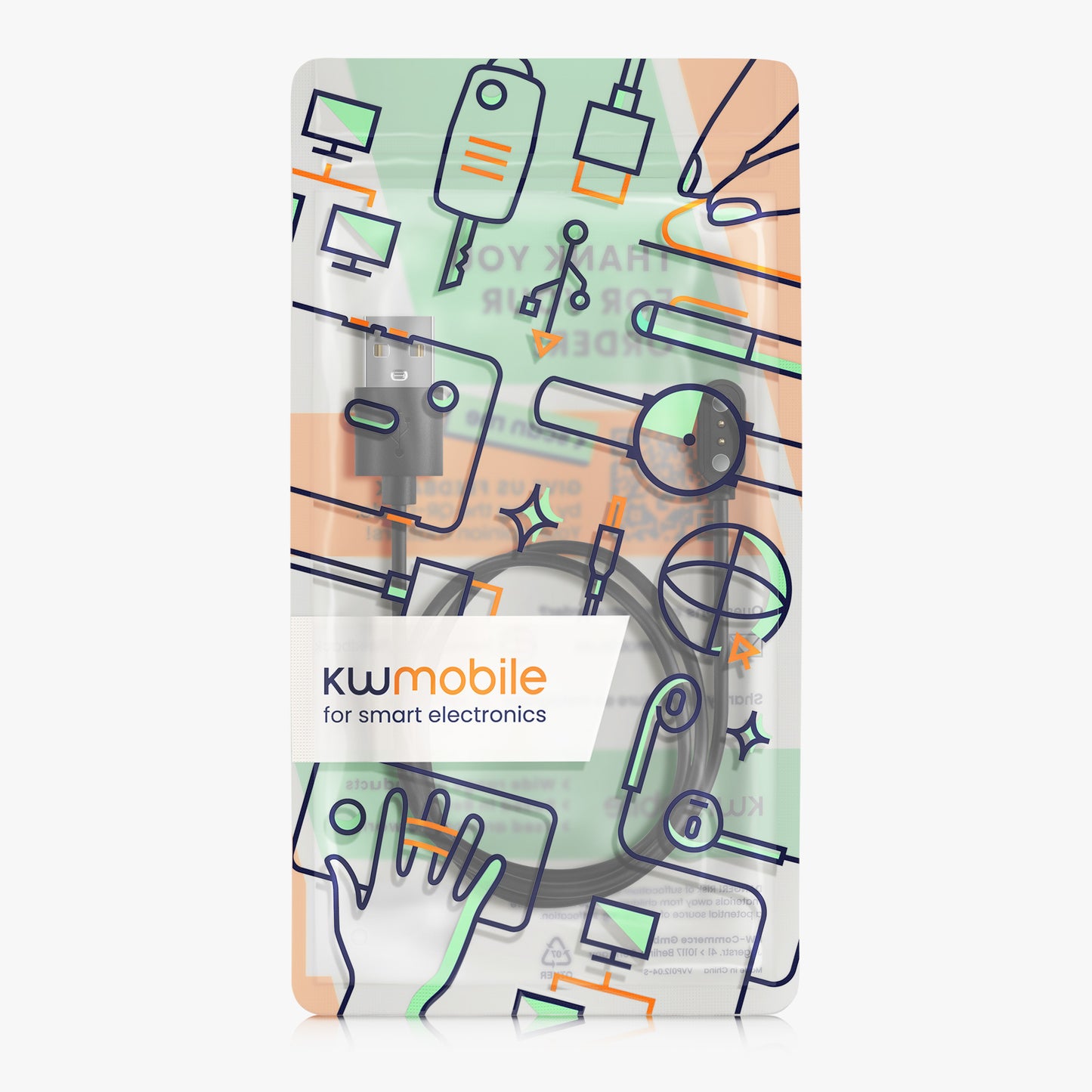 kwmobile USB Kabel Charger kompatibel mit Ticwatch GTH / Oppo Watch Free Ladekabel Smart Watch Ersatzkabel Fitnesstracker Aufladekabel