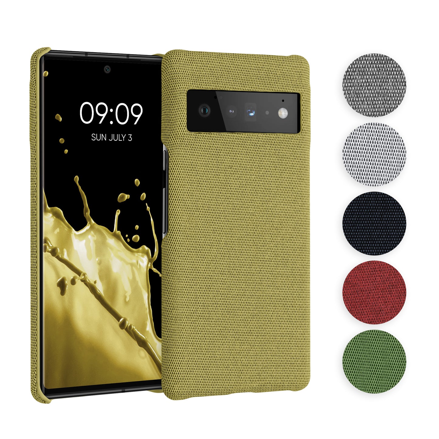 kwmobile Schutzhülle kompatibel mit Google Pixel 6 Pro - Hülle - Stoff Cover Handyhülle - Backcover in Koralle Koralle  