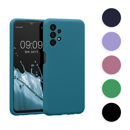 kwmobile Handyhülle kompatibel mit Samsung Galaxy A13 4G Hülle - gummierte Handy Case aus Silikon in Petrol matt Petrol matt  