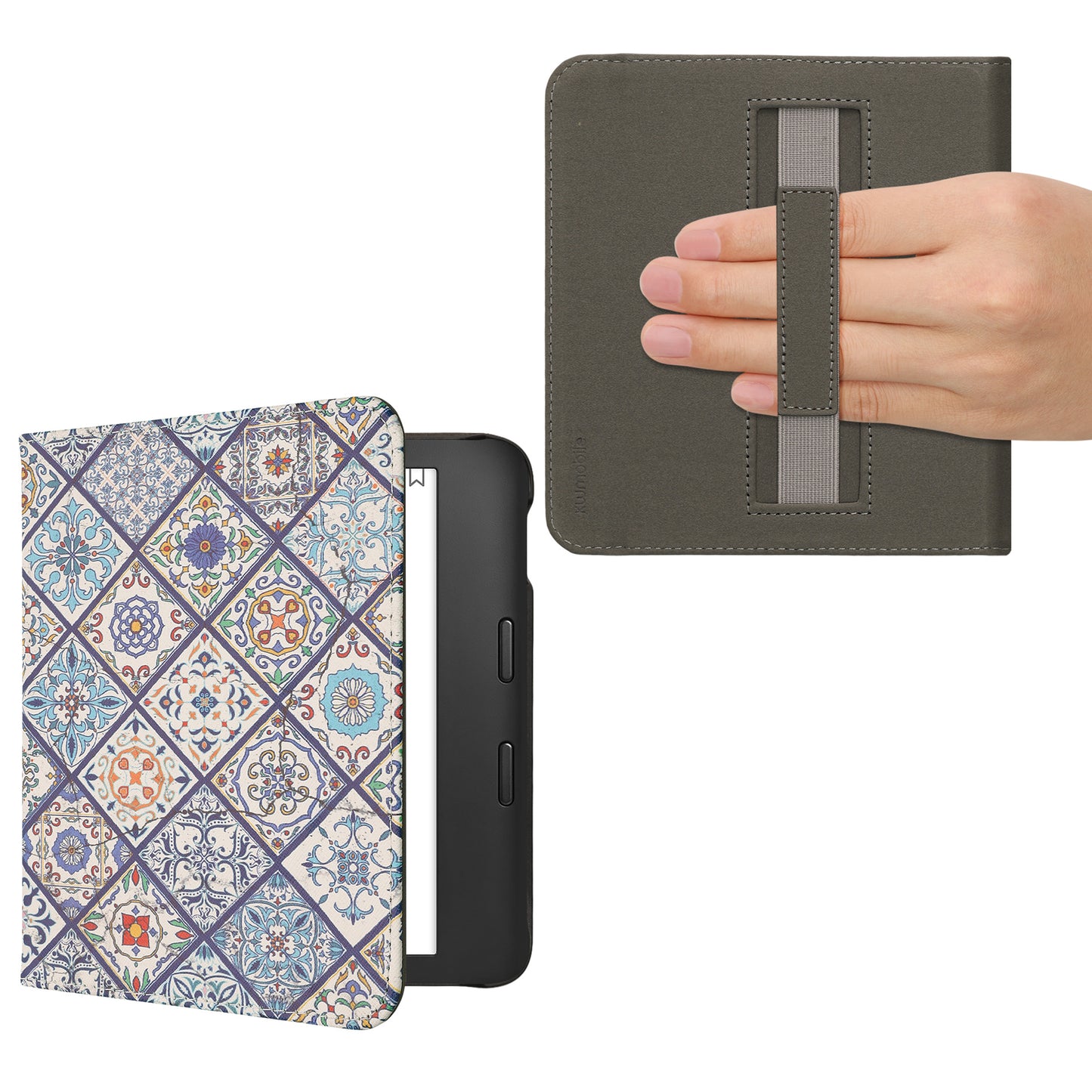 kwmobile Schutzhülle für Kobo Libra 2 Hülle - eReader Flip Case mit Handschlaufe und Auto Sleep Funktion