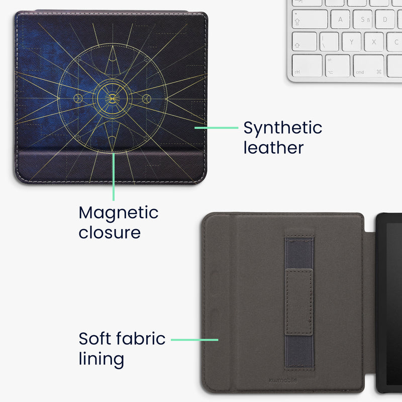 kwmobile Schutzhülle für Kobo Libra 2 Hülle - eReader Flip Case mit Handschlaufe und Auto Sleep Funktion