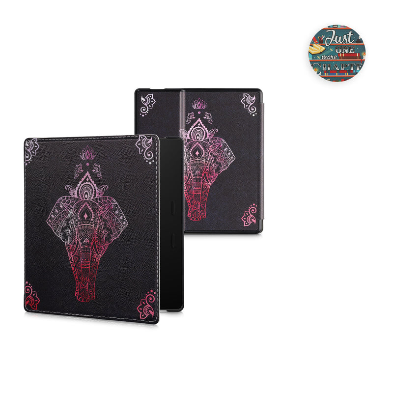 kwmobile Klapphülle kompatibel mit Amazon Kindle Oasis 10. Generation Hülle - Flipcase für den eReader mit Handschlaufe - Bibliothek Motto Mehrfarbig Mehrfarbig  [dsg04]