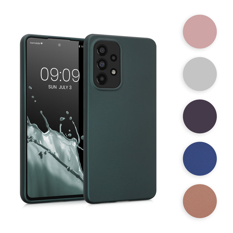 kwmobile Case kompatibel mit Samsung Galaxy A53 5G Hülle - Schutzhülle aus Silikon metallisch schimmernd - Handyhülle Metallic Silber Metallic Silber  