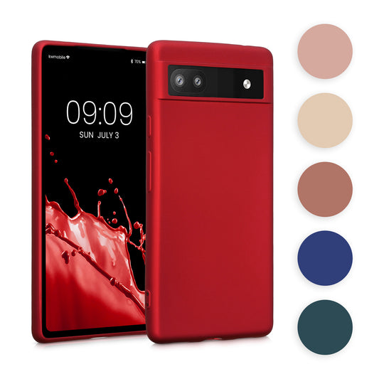 kwmobile Case kompatibel mit Google Pixel 6a Hülle - Schutzhülle aus Silikon metallisch schimmernd - Handyhülle Metallic Arctic Berry Metallic Arctic Berry  