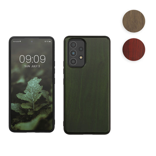 kwmobile Hülle kompatibel mit Samsung Galaxy A53 5G Hülle - Holz Case - stoßfestes Handy Cover - TPU Handyhülle in Dunkelbraun Dunkelbraun  