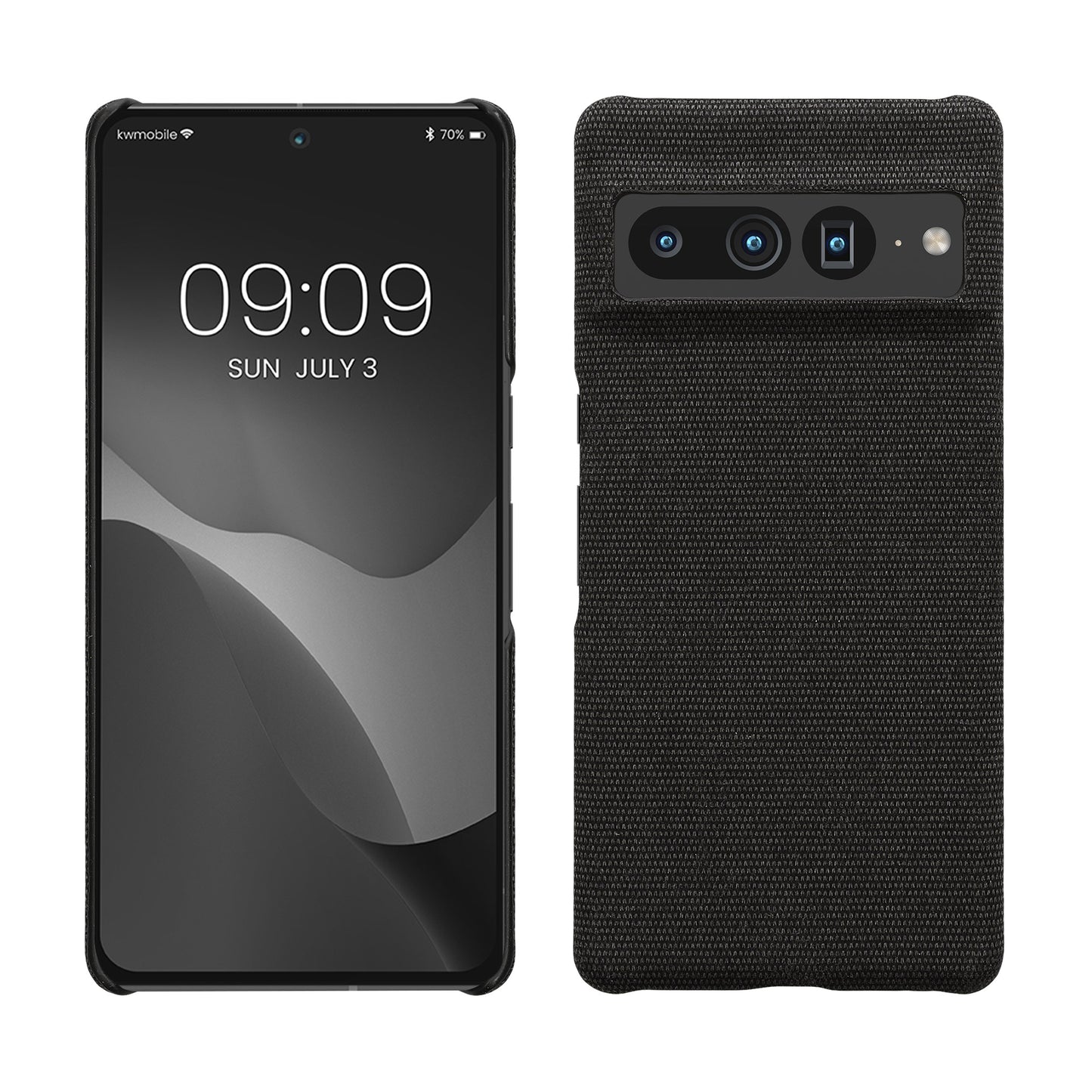 kwmobile Schutzhülle kompatibel mit Google Pixel 7 Pro - Hülle - Stoff Cover Handyhülle - Backcover in Dunkelgrau Dunkelgrau  