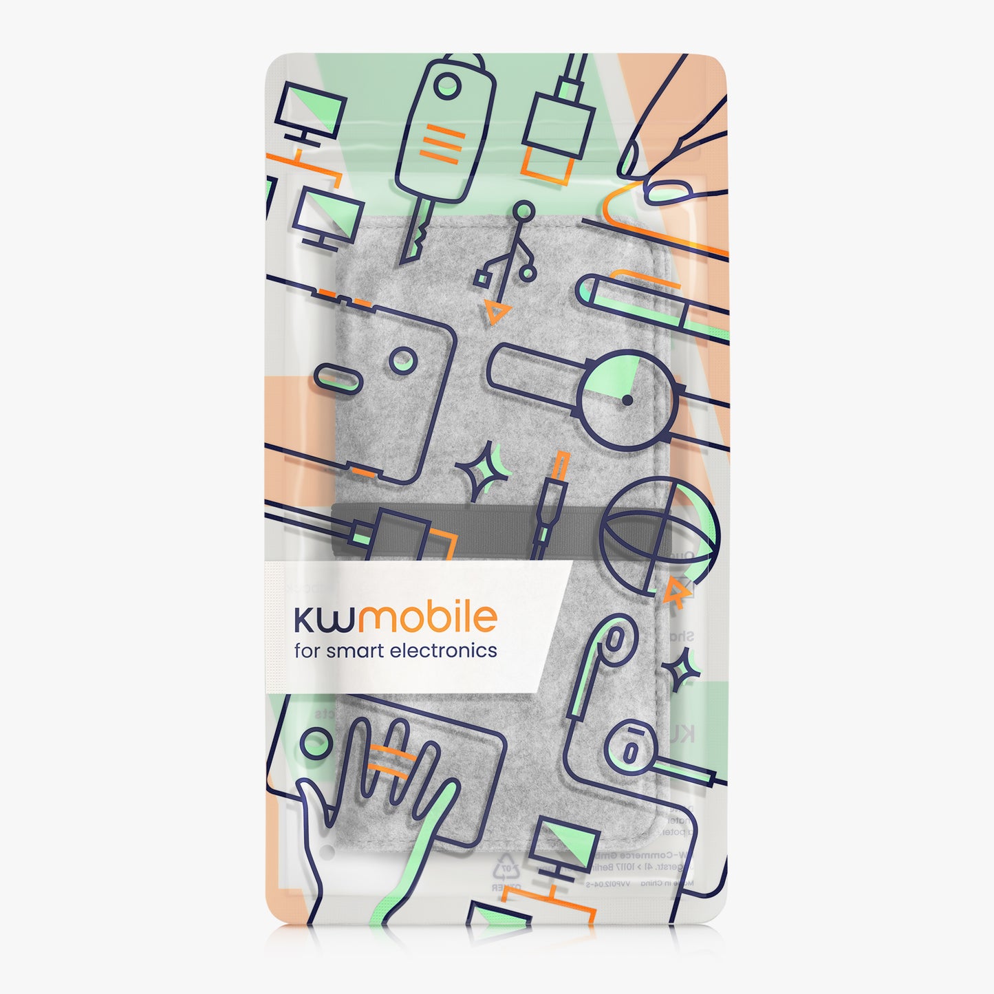 kwmobile Tasche für Smartphones mit Gummiband Schutztasche 17,2 x 8 cm Innenmaße