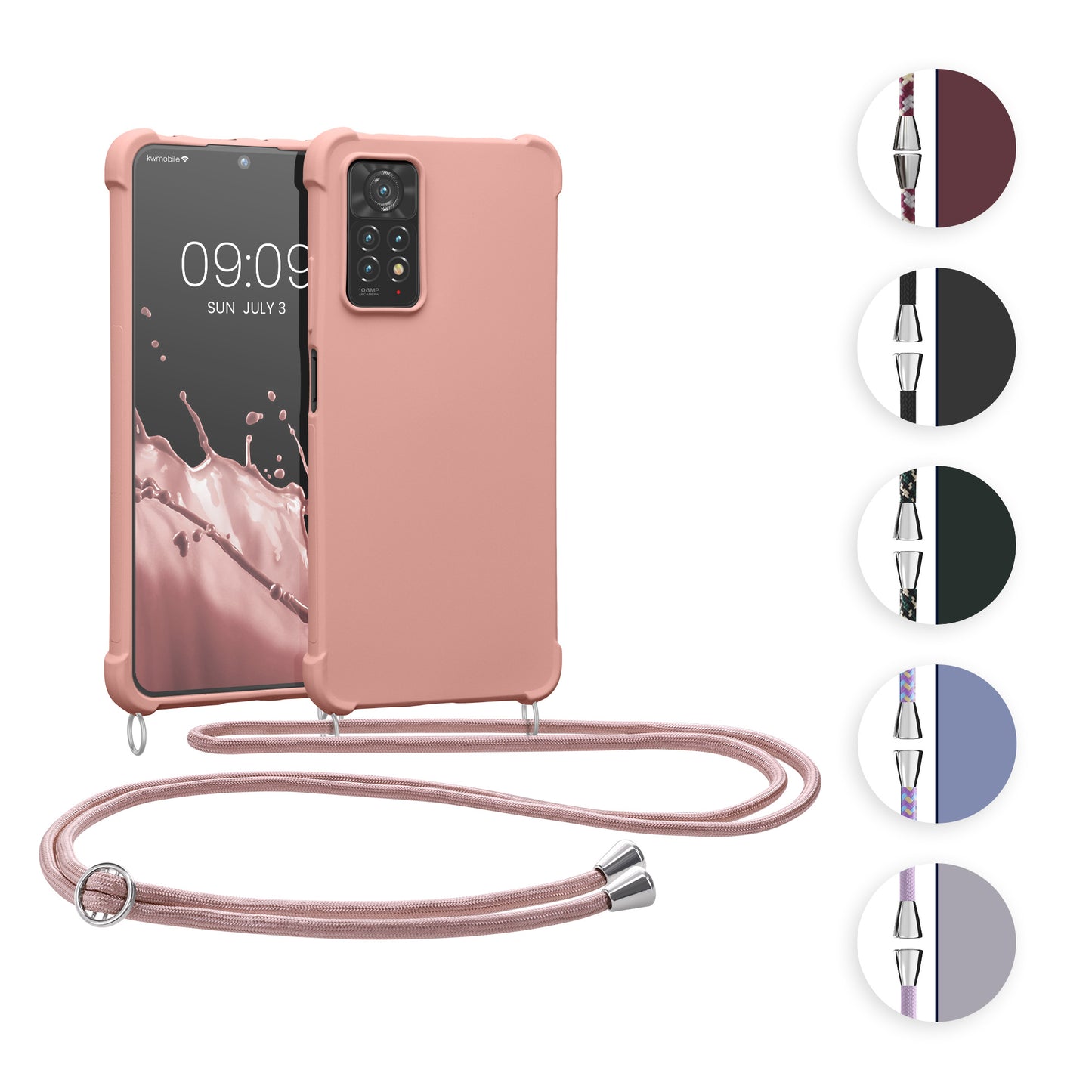 kwmobile Necklace Case kompatibel mit Xiaomi Redmi Note 11 Pro / Note 11 Pro (5G) / Note 12 Pro (4G) Hülle - Cover mit Kordel zum Umhängen - Silikon Schutzhülle Bordeaux Violett Bordeaux Violett  