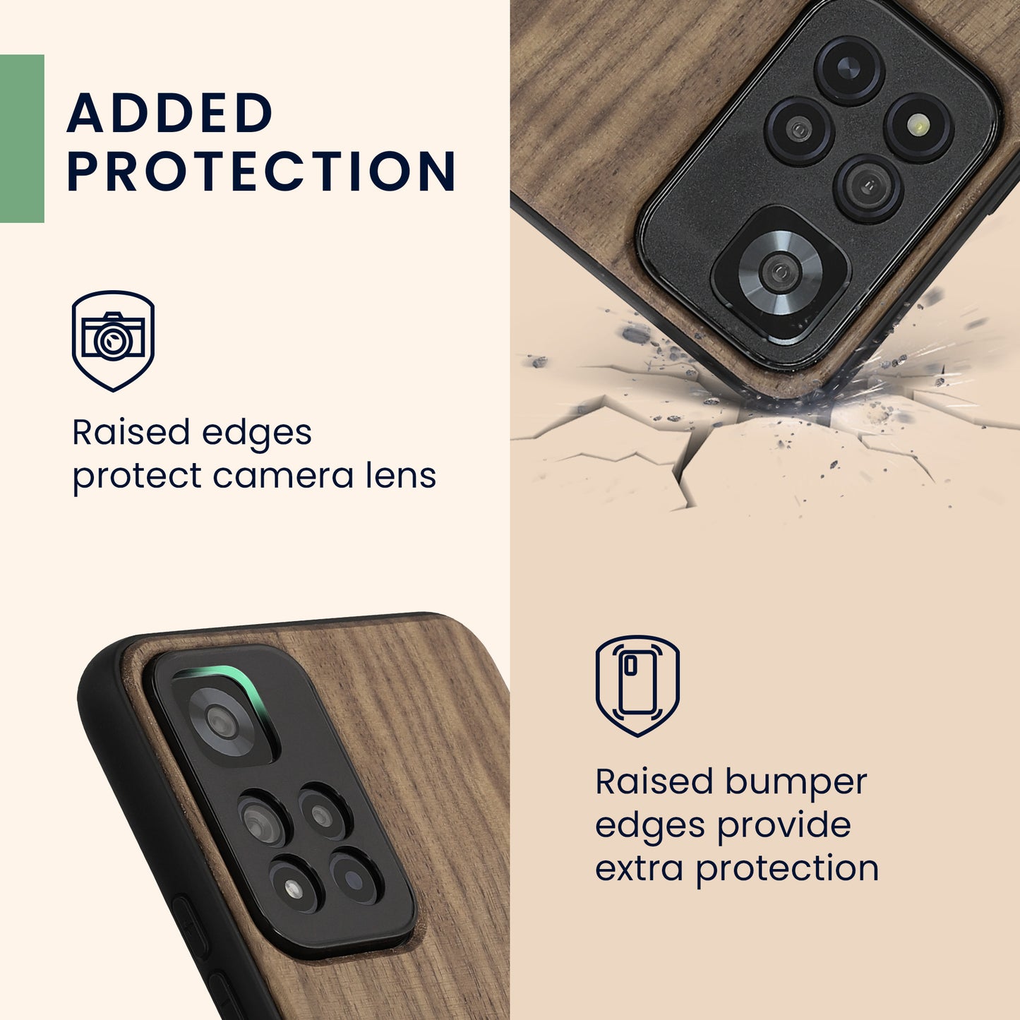 Holz Hardcase mit TPU Bumper für Xiaomi Redmi Note 11 Pro+ 5G / Note 11 Pro Plus 5G Holz Japanische Welle