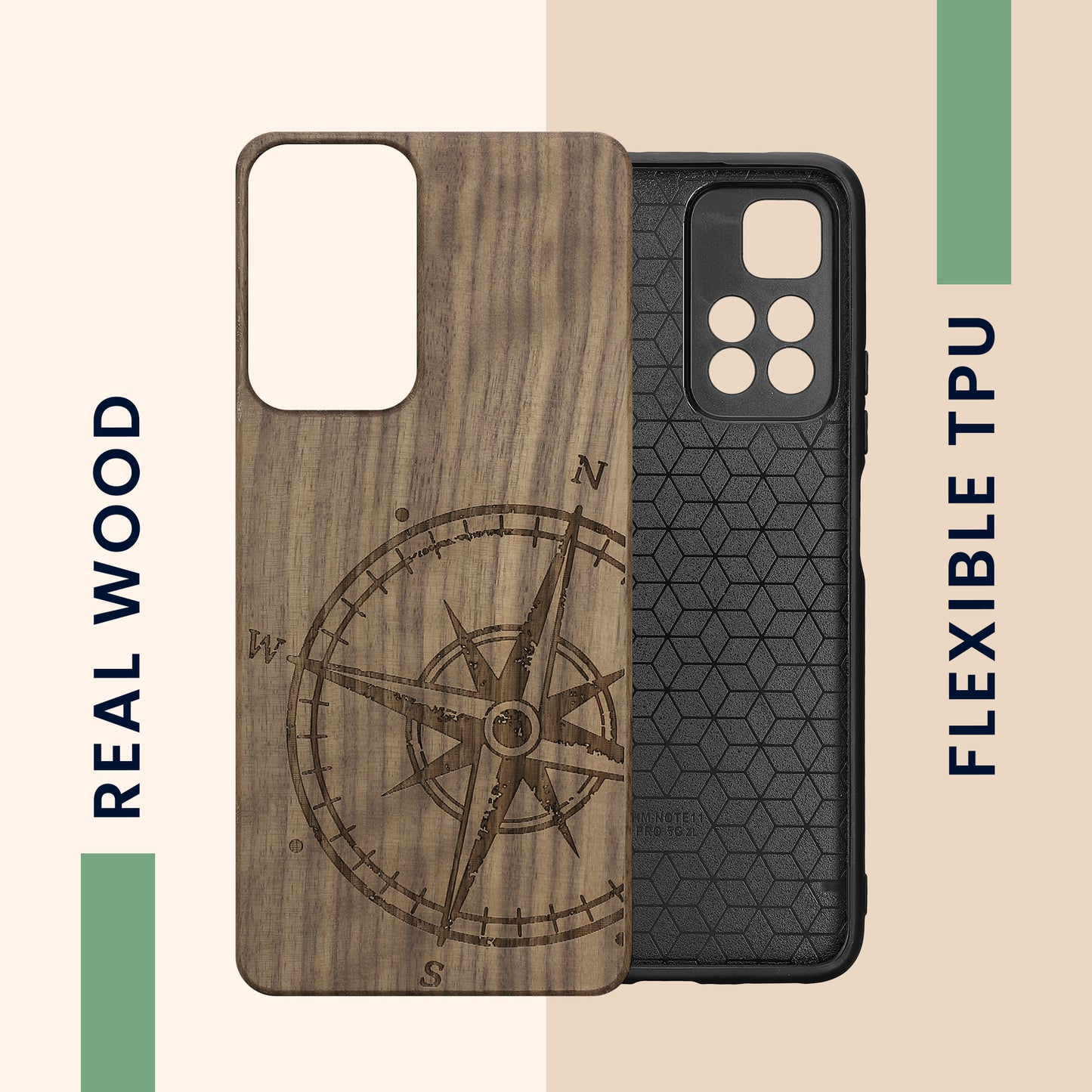 Holz Hardcase mit TPU Bumper für Xiaomi Redmi Note 11 Pro+ 5G / Note 11 Pro Plus 5G Holz Japanische Welle