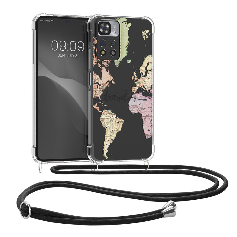 kwmobile Necklace Case kompatibel mit Xiaomi Redmi Note 11 Pro+ 5G / Note 11 Pro Plus 5G Hülle Silikon Cover mit Handykette Transparent Kirschblütenblätter