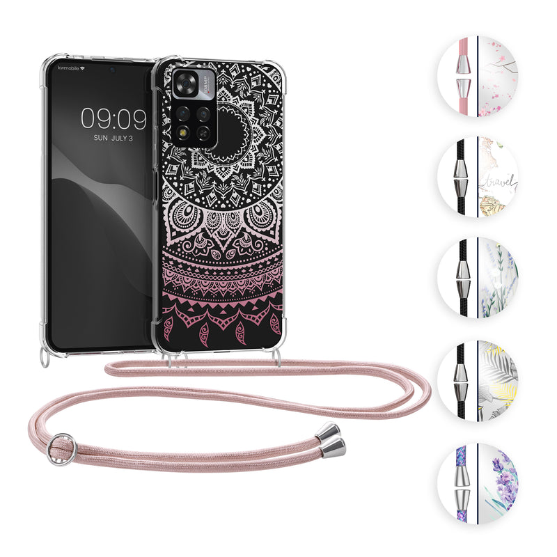 kwmobile Necklace Case kompatibel mit Xiaomi Redmi Note 11 Pro+ 5G / Note 11 Pro Plus 5G Hülle - Silikon Cover mit Handykette - Lavendel Grün Transparent Blumenhalme Lavendel Lavendel  [dsg04]