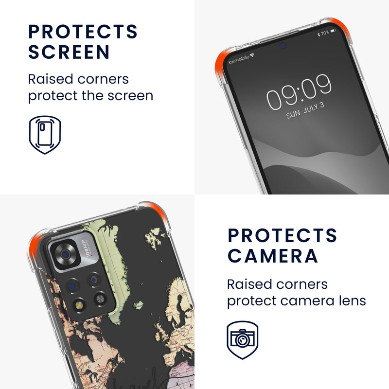 kwmobile Necklace Case kompatibel mit Xiaomi Redmi Note 11 Pro+ 5G / Note 11 Pro Plus 5G Hülle Silikon Cover mit Handykette Transparent Kirschblütenblätter