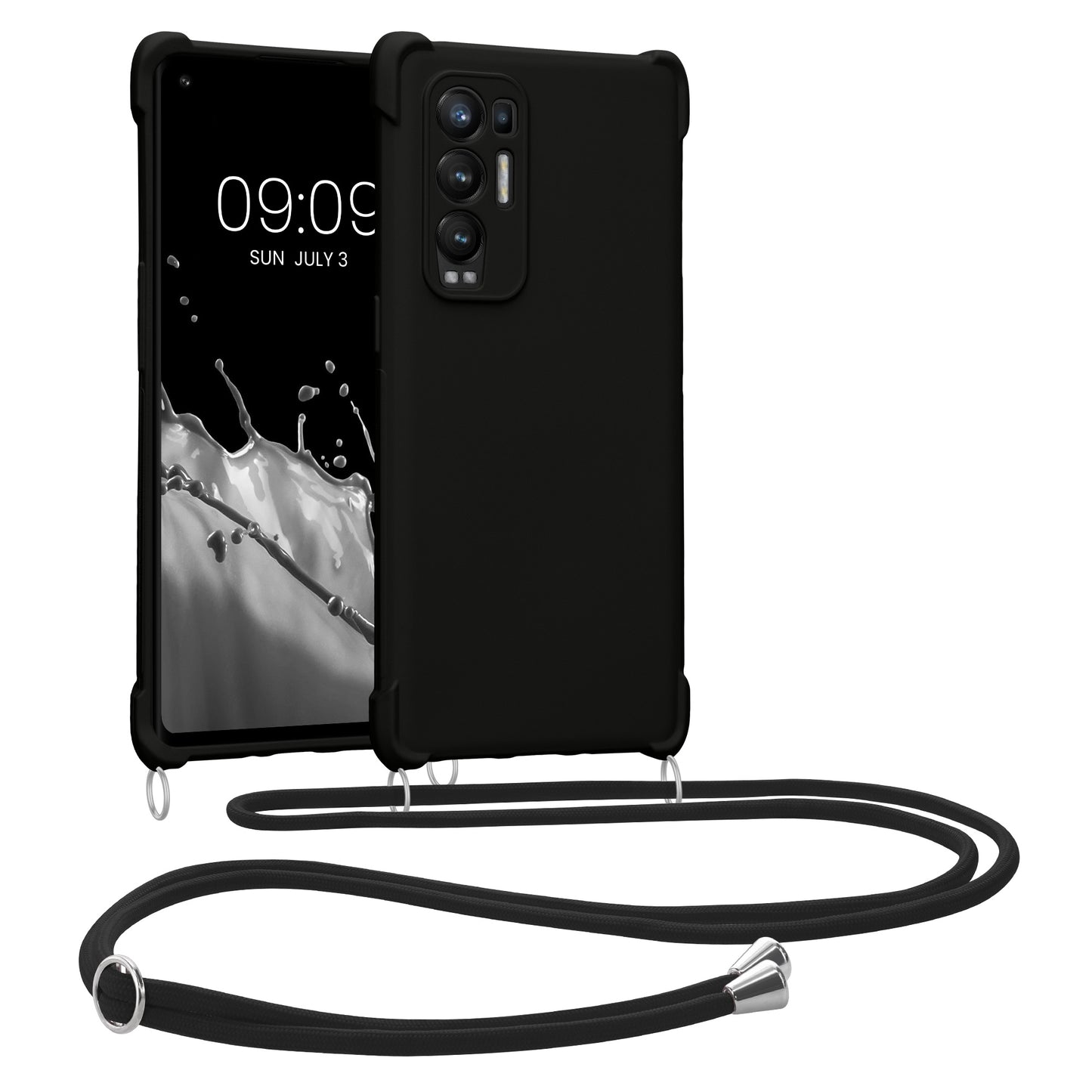 kwmobile Necklace Case kompatibel mit Oppo Find X3 Neo Hülle - Cover mit Kordel zum Umhängen - Silikon Schutzhülle