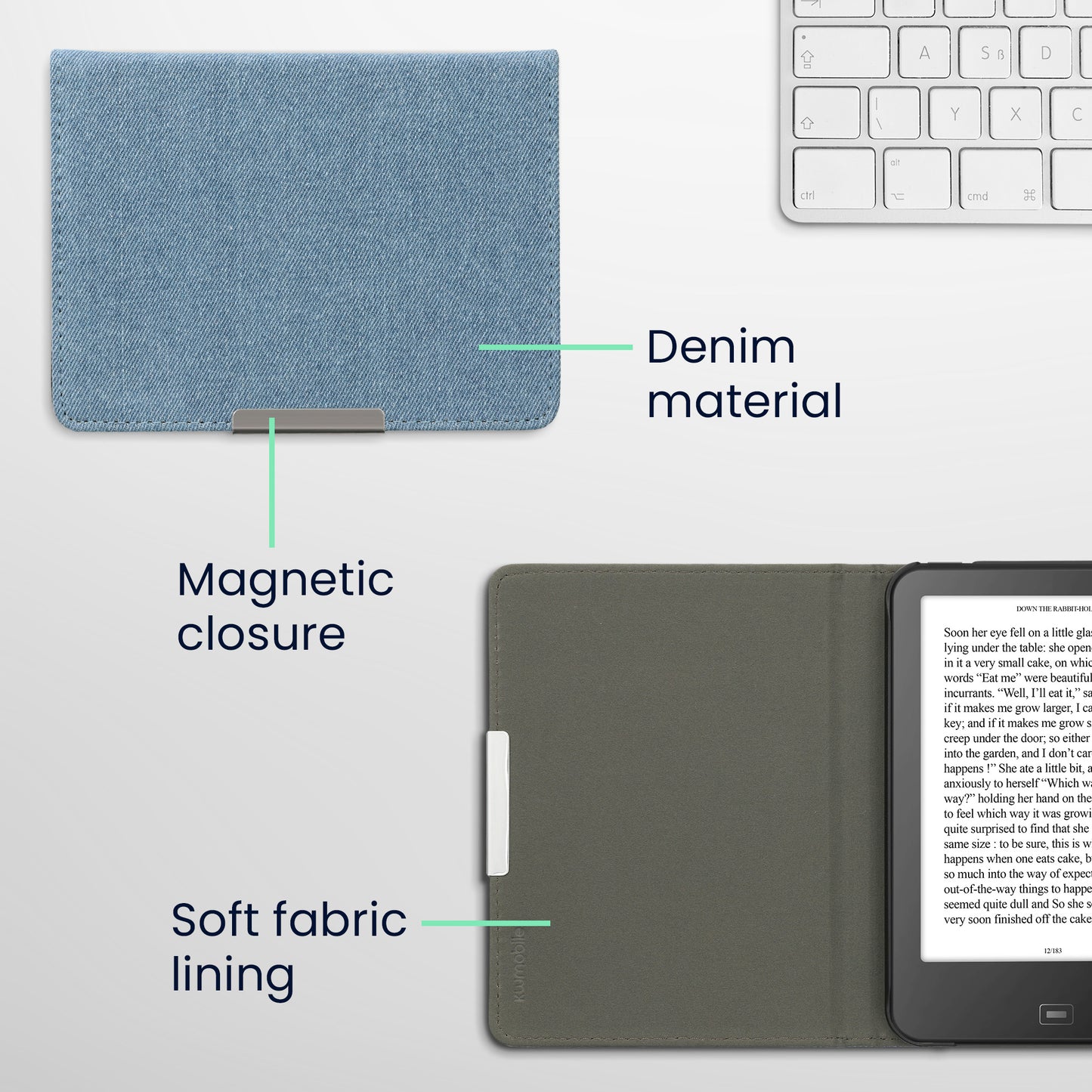 kwmobile Klapphülle kompatibel mit Tolino Vision 1 / 2 / 3 / 4 HD - Schutzhülle e-Reader - Hülle eReader