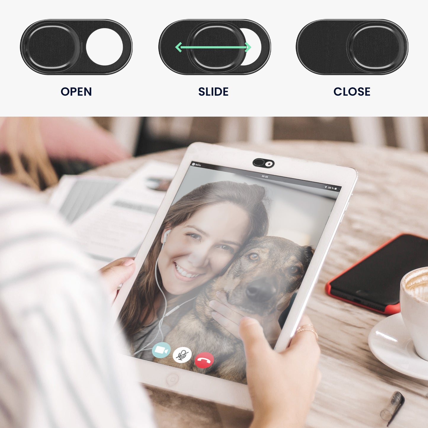 kwmobile Webcam Abdeckung für Tablet Laptop Notebook u.a. - 3x Kamera Cover ultra dünn - Metall Schutz Schieber Slider