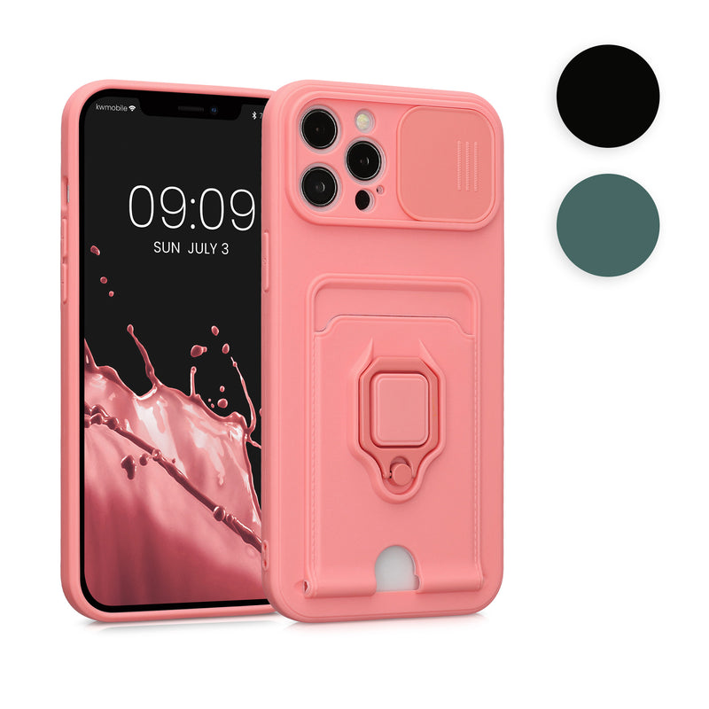 kwmobile Handyhülle kompatibel mit Apple iPhone 12 Pro Max - Softcase mit Kameraschutz - Kartenfach - Winter Rose Winter Rose  