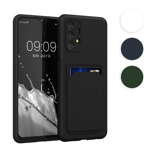 kwmobile Handyhülle kompatibel mit Samsung Galaxy A13 4G Hülle - Handy Cover mit Fach für Karten - in Dunkelblau Dunkelblau  