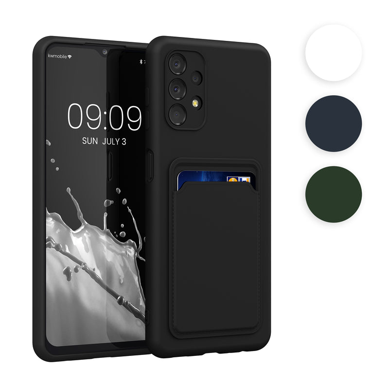 kwmobile Handyhülle kompatibel mit Samsung Galaxy A13 4G Hülle - Handy Cover mit Fach für Karten - in Dunkelblau Dunkelblau  