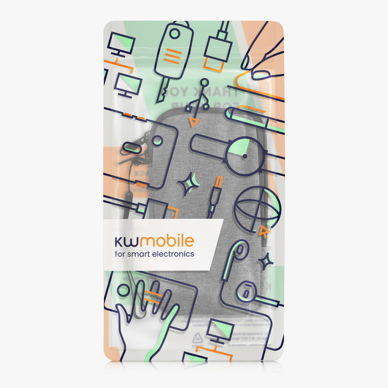kwmobile Handytasche für Smartphones - Stoff Handy Hülle mit Reißverschluss - 16,5 x 8,9 cm Innenmaße
