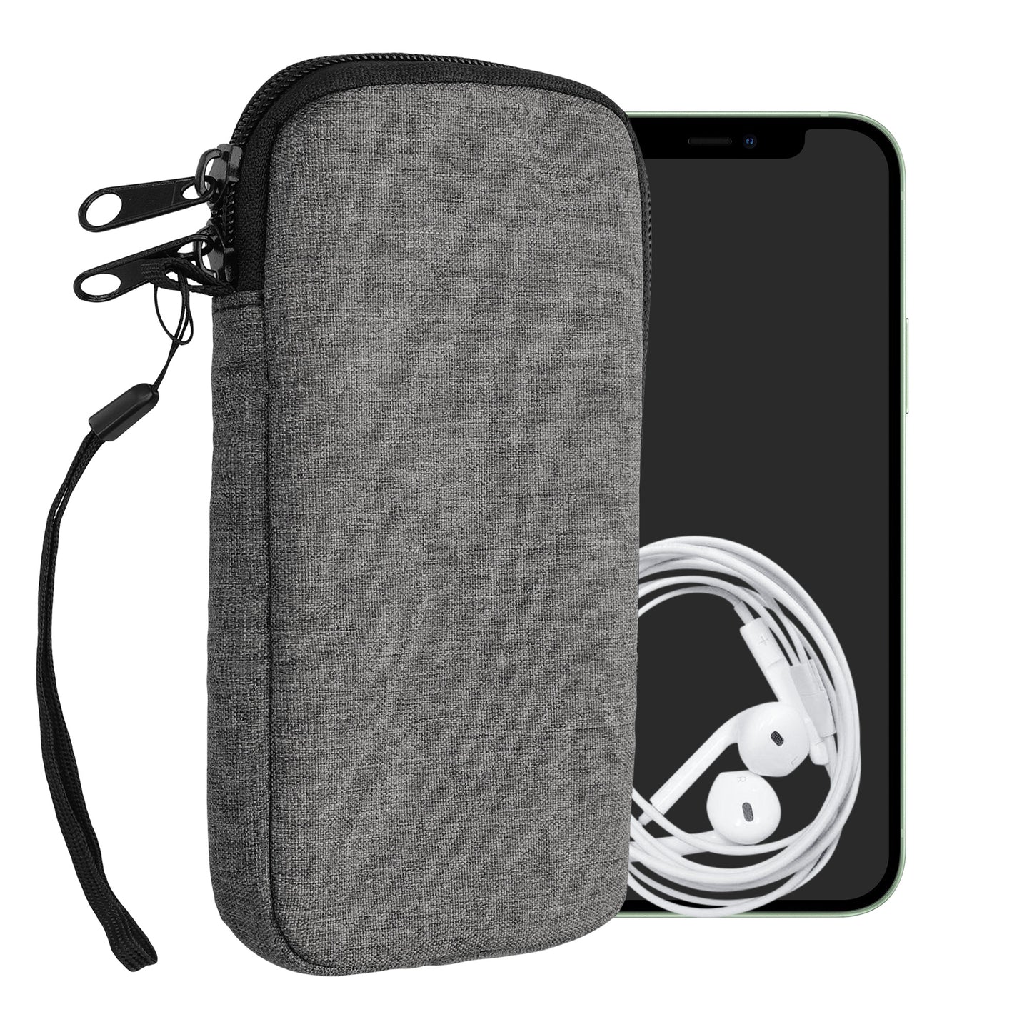 kwmobile Handytasche für Smartphones - Stoff Handy Hülle mit Reißverschluss - 16,5 x 8,9 cm Innenmaße