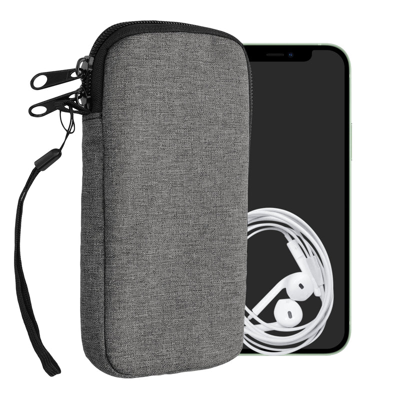 kwmobile Handytasche für Smartphones - Stoff Handy Hülle mit Reißverschluss - 16,5 x 8,9 cm Innenmaße