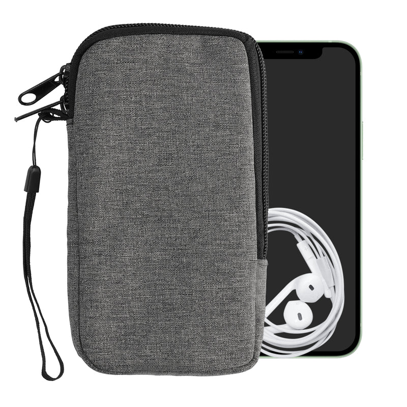 kwmobile Handytasche für Smartphones - Stoff Handy Hülle mit Reißverschluss - 16,5 x 8,9 cm Innenmaße