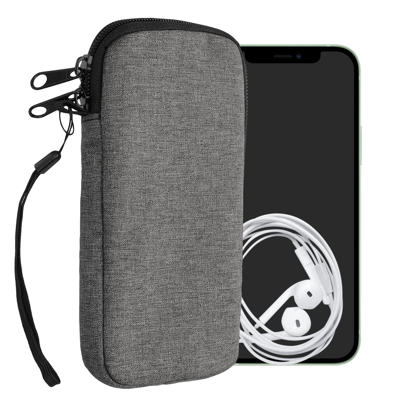 kwmobile Handytasche für Smartphones - Stoff Handy Hülle mit Reißverschluss - 16,5 x 8,9 cm Innenmaße