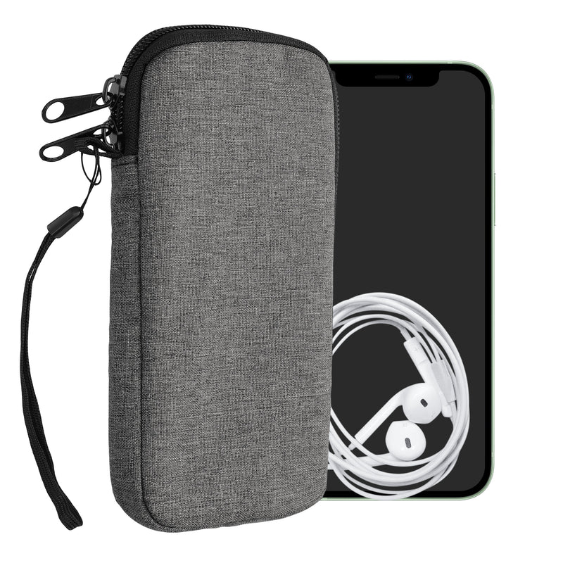 kwmobile Handytasche für Smartphones - Stoff Handy Hülle mit Reißverschluss - 16,5 x 8,9 cm Innenmaße