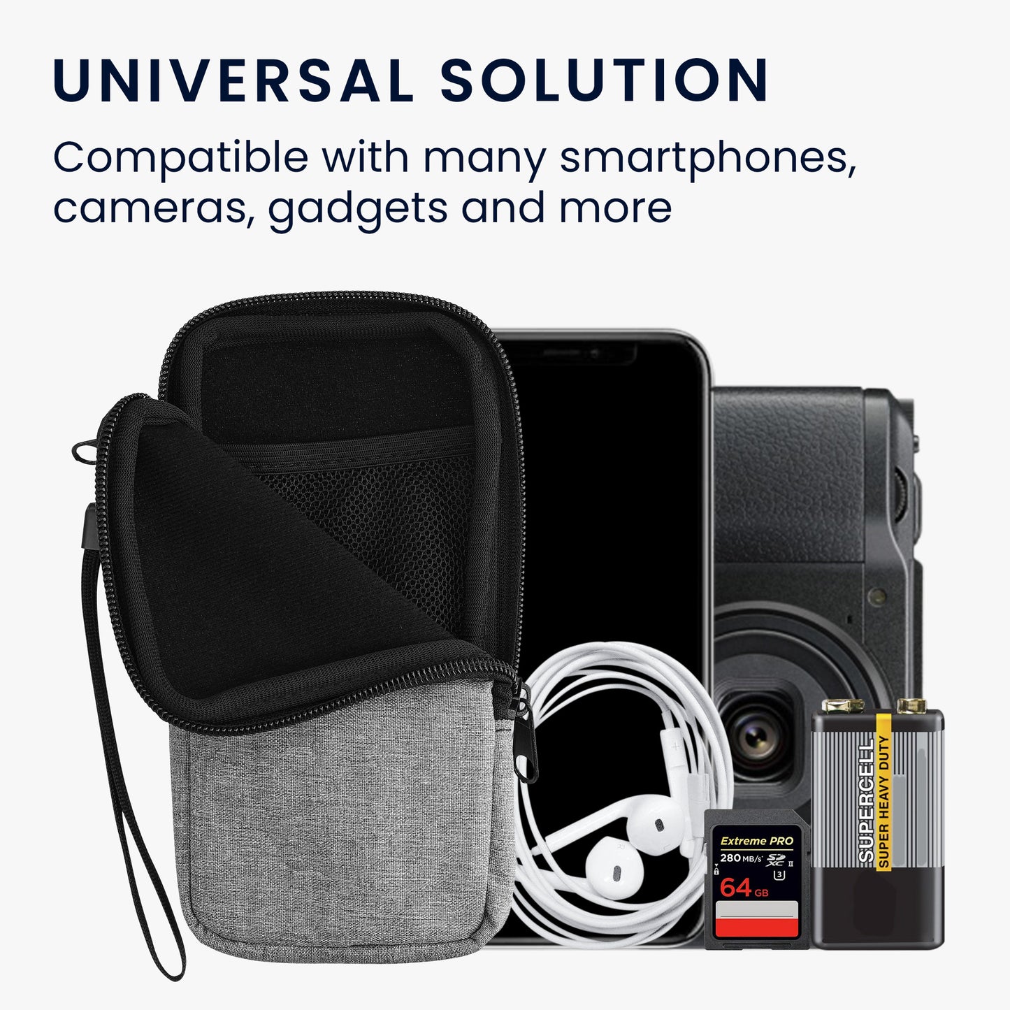 kwmobile Handytasche für Smartphones - Stoff Handy Hülle mit Reißverschluss - 16,5 x 8,9 cm Innenmaße